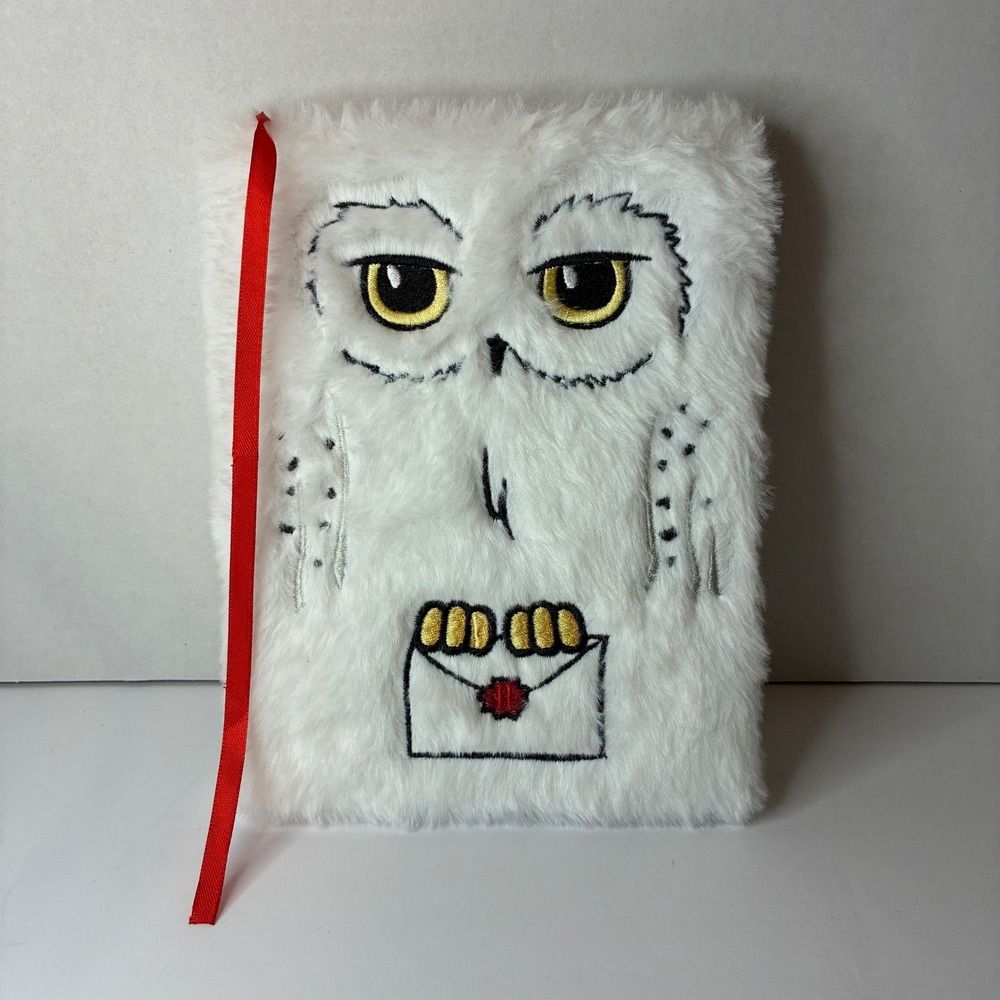 Harry Potter Hedwig Snowy Owl Faux Fur Journal Notebook Diary NEW Ribbon Whimsy